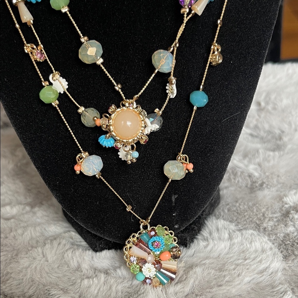 Betsey Johnson Gold Multicolor Layered Necklace - Picture 3 of 6